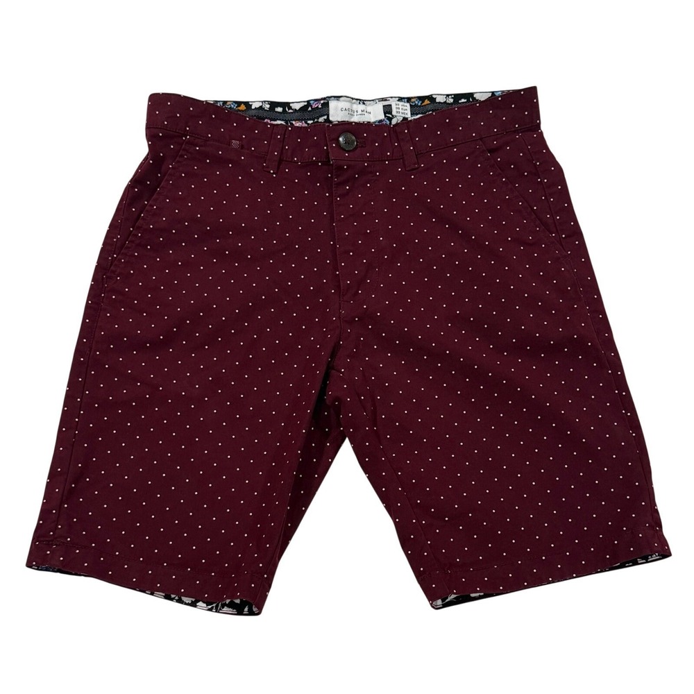 Cactus Man Ricky Singh Mens Burgundy Polka Dot Chino Shorts Size 30 M2